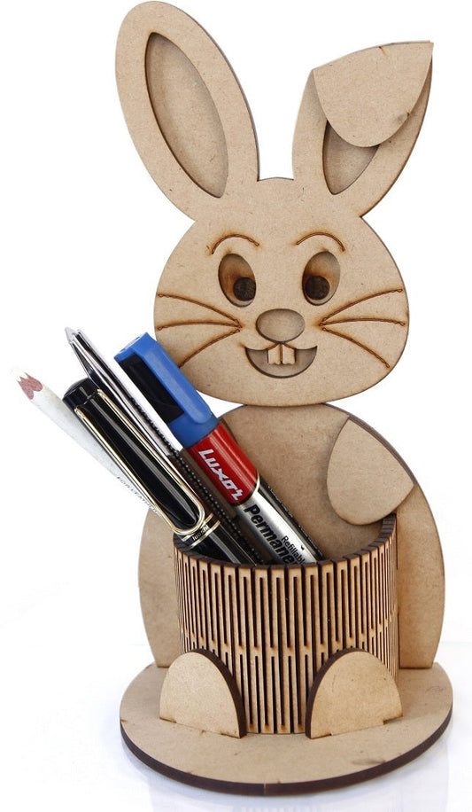 Wooden Rabbit Pen Pencil Holder | Handmade Desk Organizer for Office