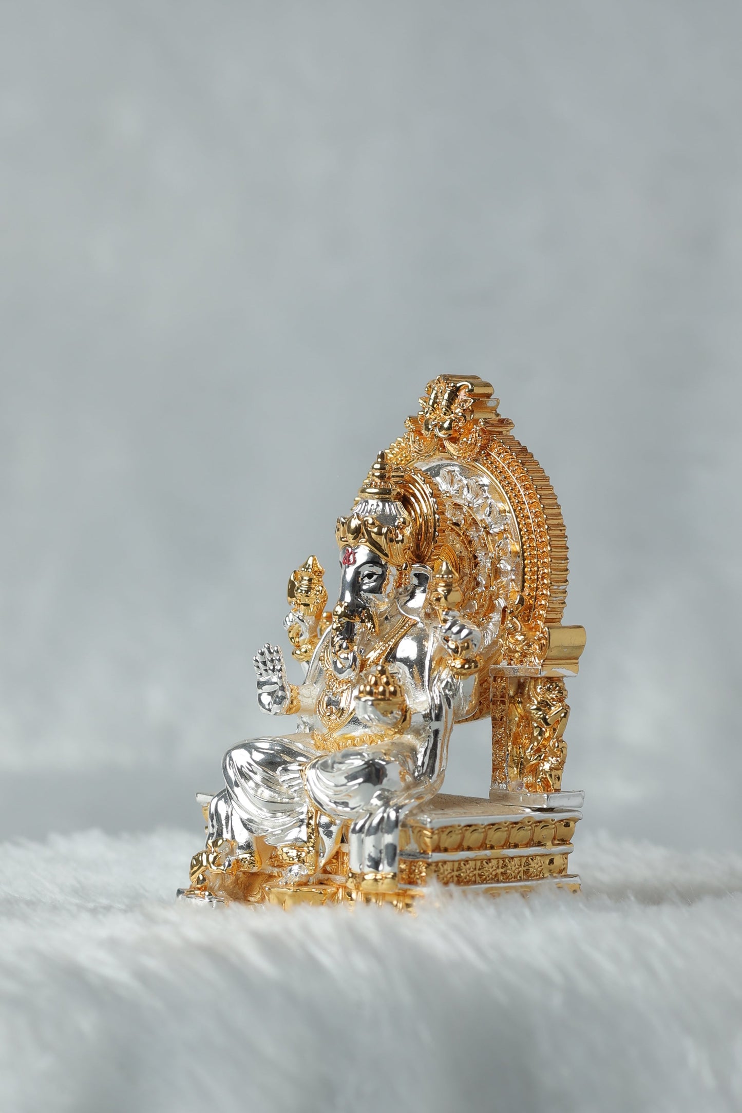 Gold and Silver Plated Matte Finish Ganesh Ji Idol