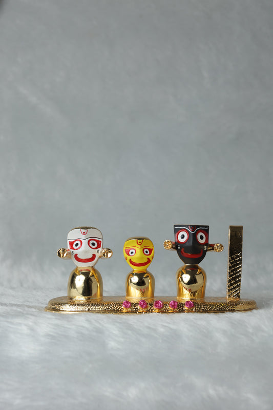 Gold Plated Jagganath ji, balbhadra and Subhdra and Chakta Set