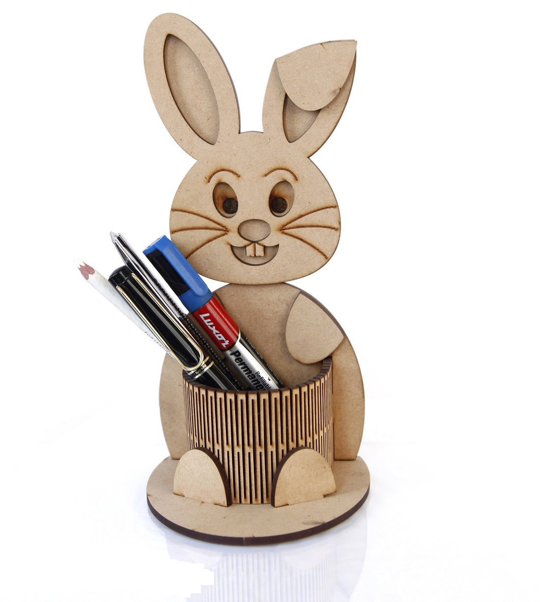 Wooden Rabbit Pen Pencil Holder | Handmade Desk Organizer for Office